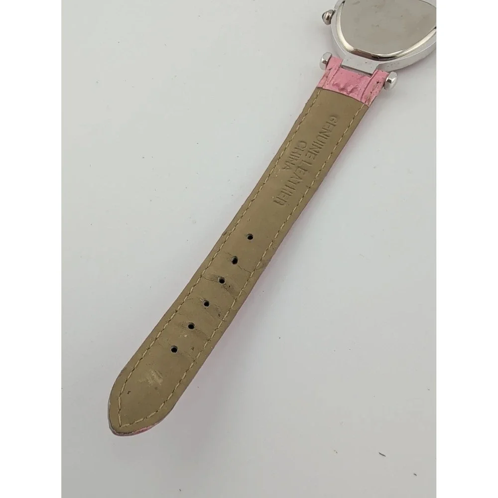 Suzanne Somers Womens Watch 29mm MOP Heart Shaped Dial Pink Leather New Battery